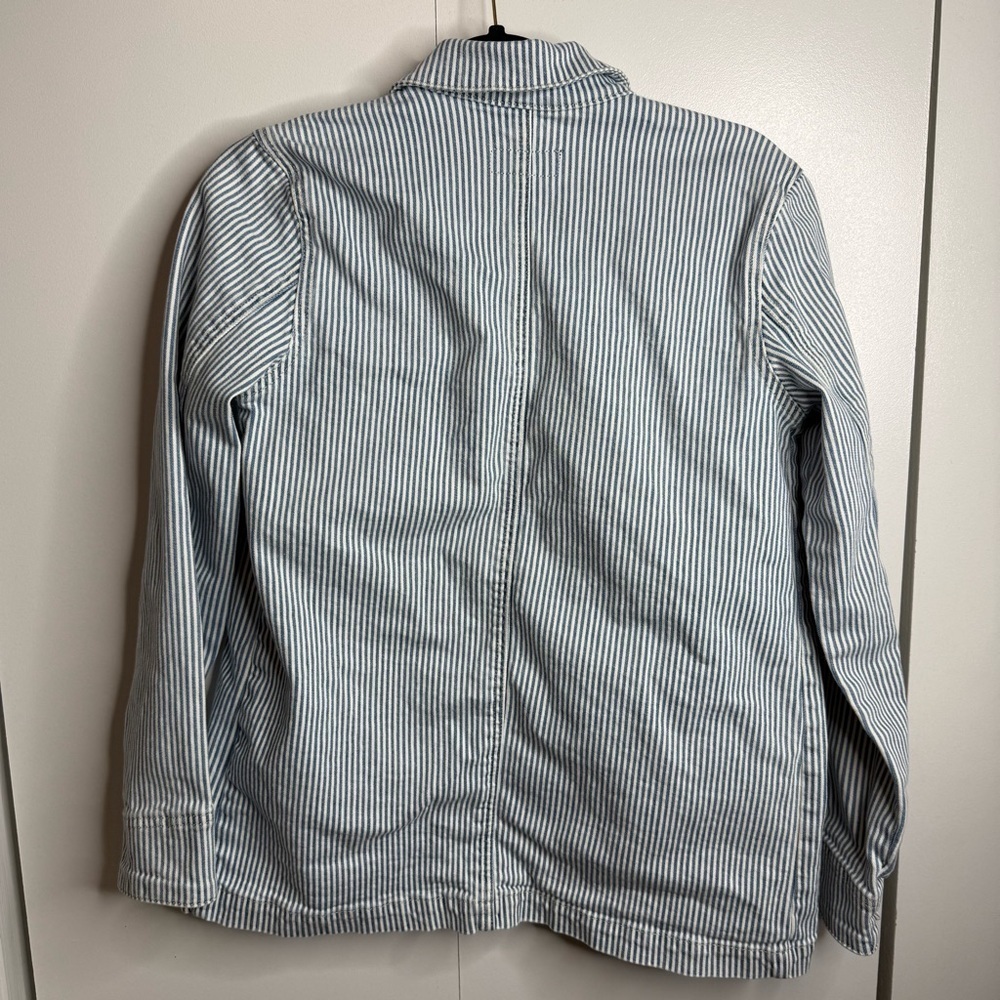Free Assembly Women’s Barn Jacket Blue White Striped Denim XS - Picture 6 of 8